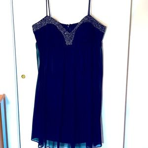 Blondie Nites Gary Eckler Gorgeous Black Silver Beading Dress Juniors Zip Sze 11